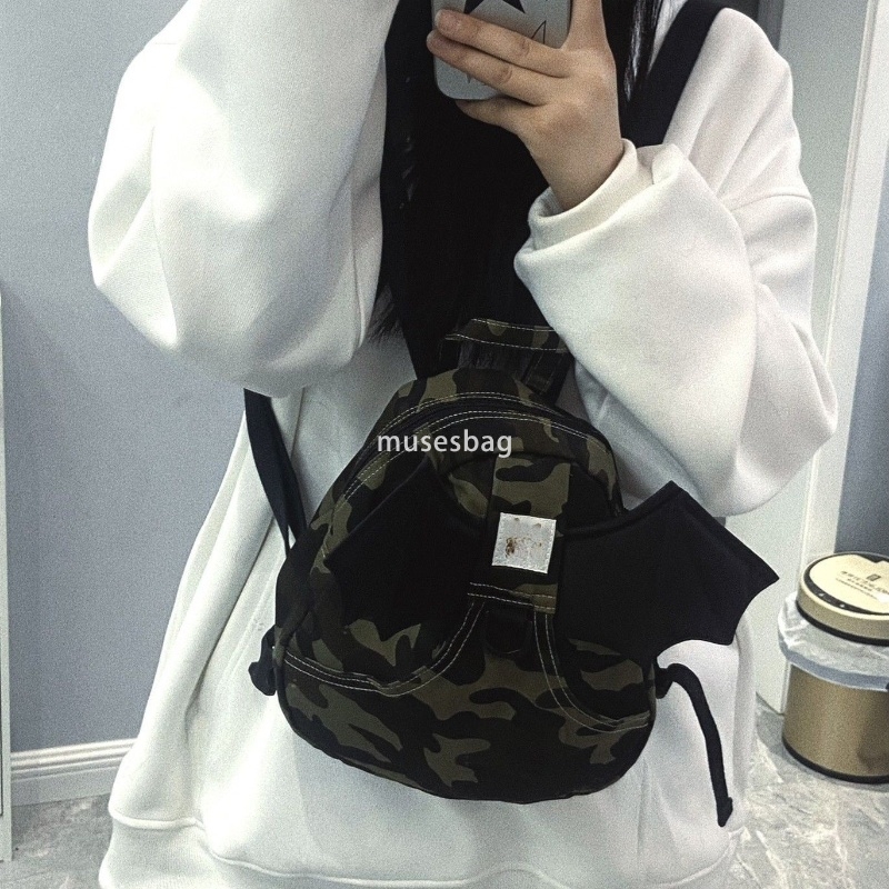 Korean style women's fashionable camouflage wing bag adult design spicy girl trend versatile campus student cute girl Angel canvas small backpack