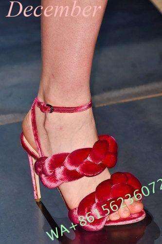 2024 New Spring And Summer Women's Red Glitter Veet Braided Strap Open Toe Custom Ladies Platform Sandals
