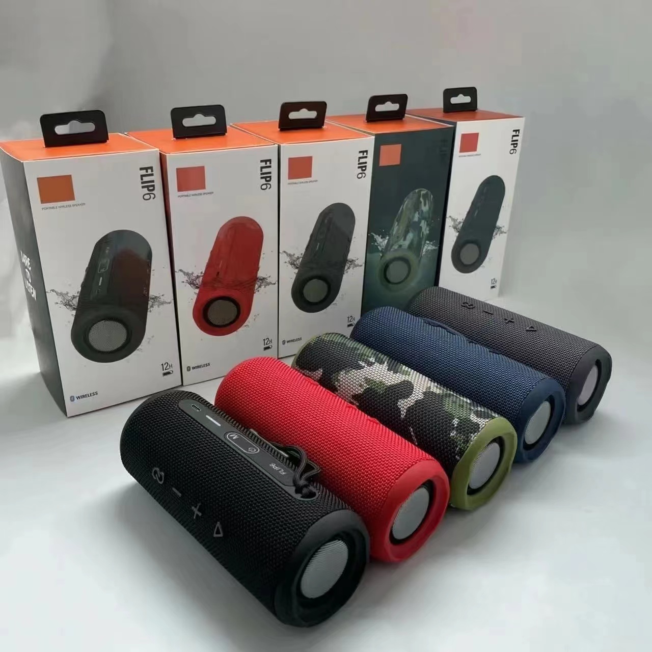 Bluetooth Speaker Portable IPX7 FLIP6 Waterproof speaker Outdoor Stereo Bass independent audio track 5 colors 12 hours continuous connection Fast low 
