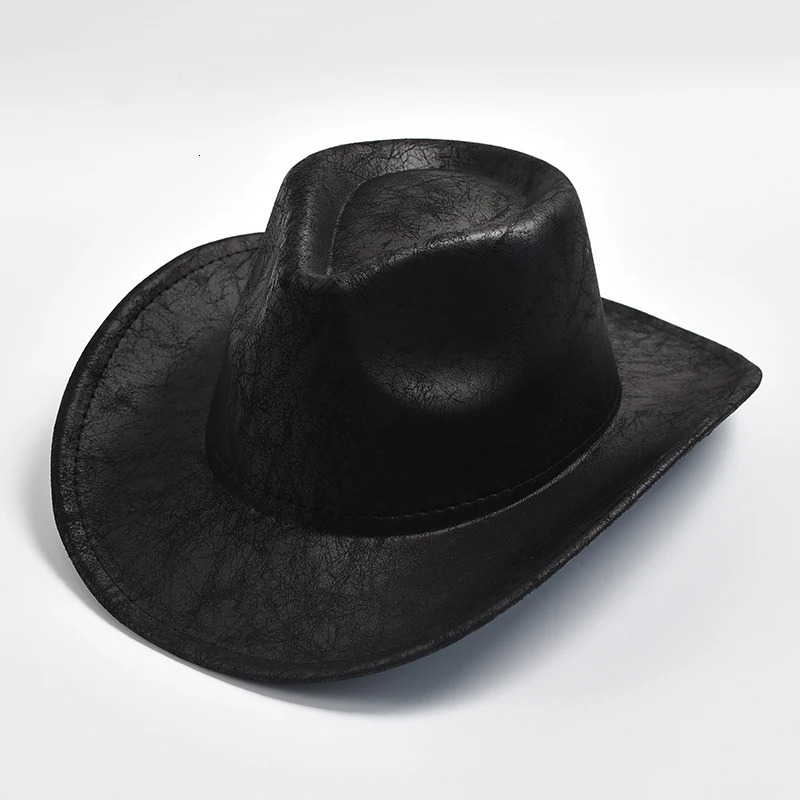 Western Cowboy Hat Faux Leather Vintage Gentleman Jazz Hats for Men Women Panama Cowgirl Hat Sombrero Hombre 240701