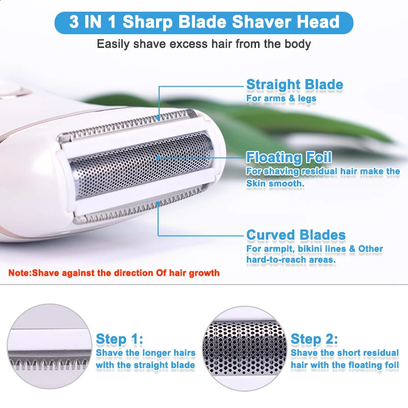 Rechargeable Women Painless Electric Epilator Beard Womens Shaving Machines Portable Female Hair Trimmer 240701