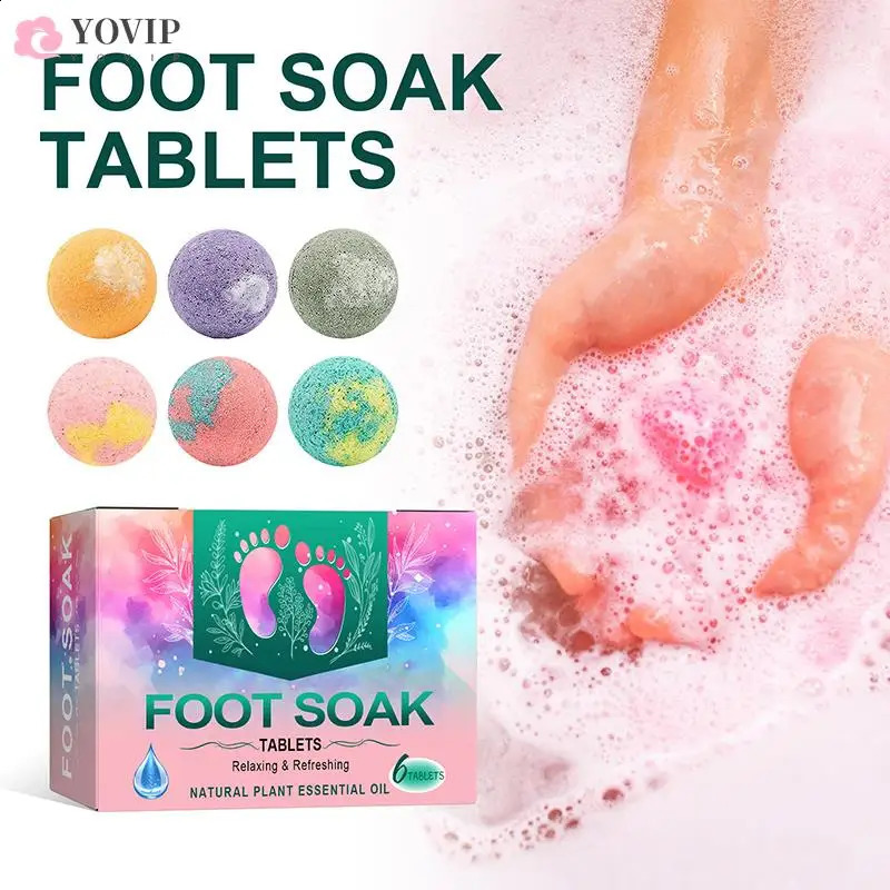 6pcs Essential Oil Foot Bath Balls Herbal Foot Soak Pills Instant Soak Balls Sweat Balls Bath Salts Ginger Dispel Cold 240701