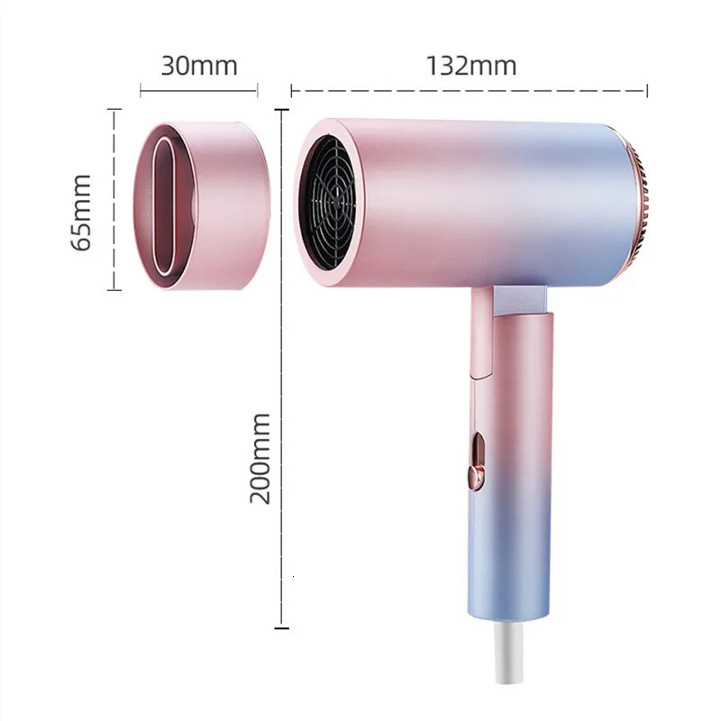 Mini Hair Dryer High Power Quick-drying Blue Light Ion Mute Foldable Safety Hammer Convenient Hair Dryer 240624