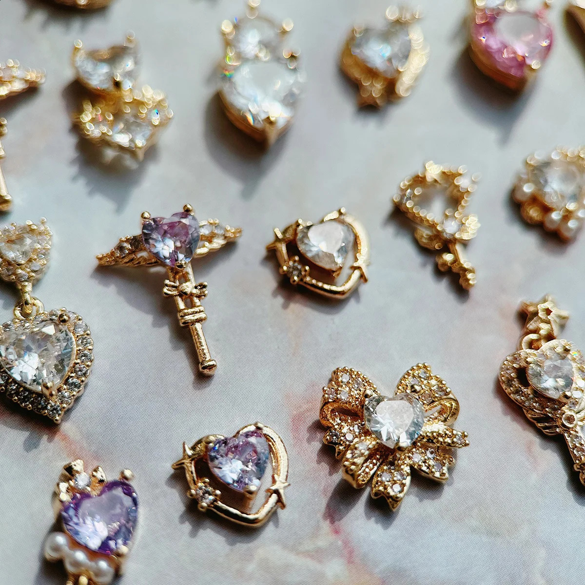 10pcs Valentines Day Love Heart Sailor Moon Nail Art Parts Zircon Crystal Manicure Nails Accesorios Supplies Decorations Charms 240701