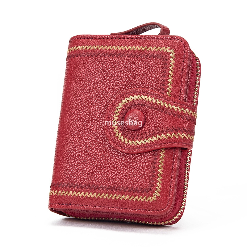 European and American women's temperament fashionable wallet short zero wallet new trendy and lightweight multifunctional organ card bag embroide