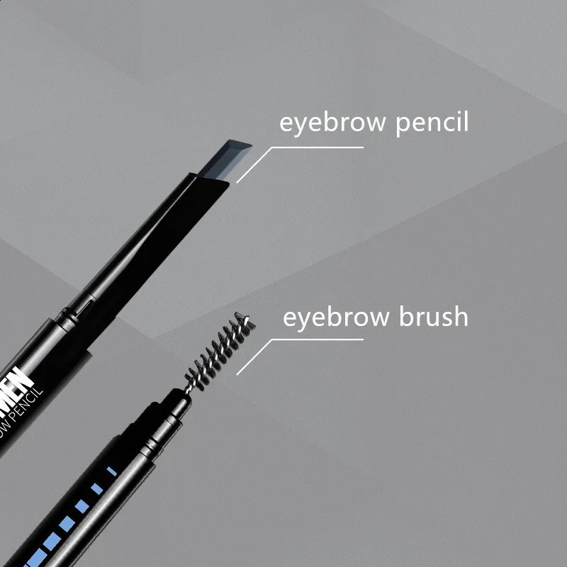 Eyebrow Pencil for Men with Eyebrow Brush Double Head Natural Super Fine Waterproof Lasting Eyes Rotatable Eyebrow Pen 240701