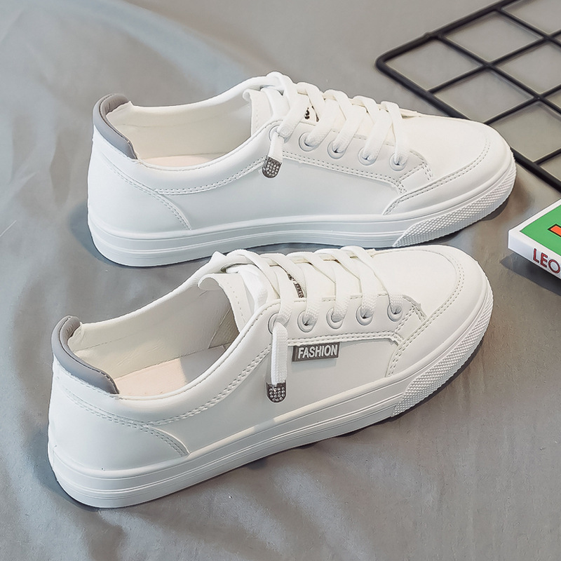 Outdoor Trainers Women Running Shoes Summer Autumn Fashion White PU Leather Lace-Up Breathable Casual Sneakers atos De Mujer