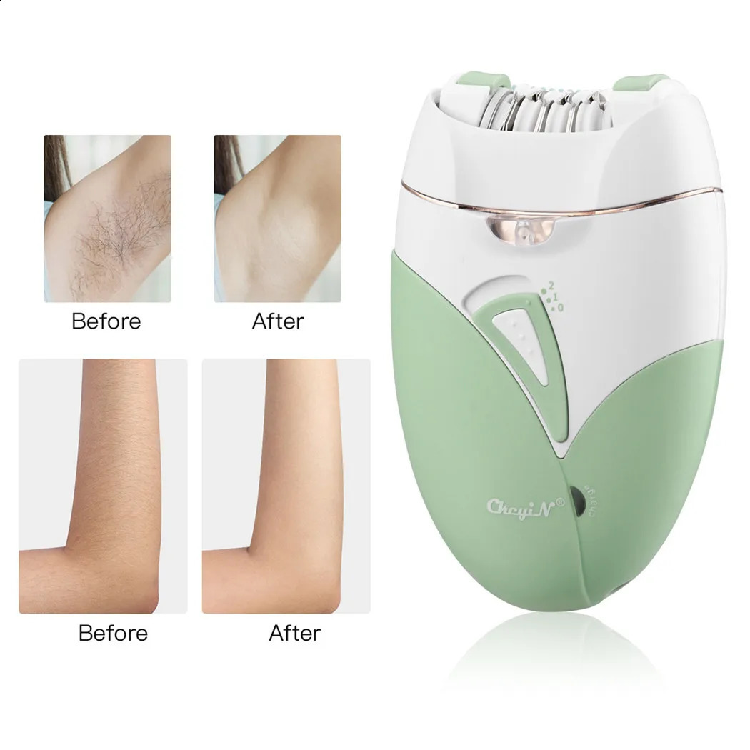 CkeyiN Woman Hair r Female Shaving Machine Painless Electric Epilator Rechargeable Bikini Leg Razor With Light 240701