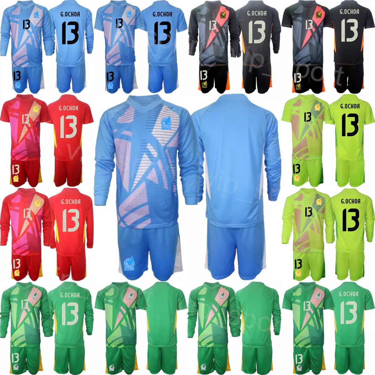 Goalie Long Sleeve Soccer 13 Guillermo Ochoa Jerseys Set Mexico Goalkeeper 1 Julio Gonzalez 1 Jorge Campos 10 BLANCO CORONA GK Football Shirt Kits 2024 National Team