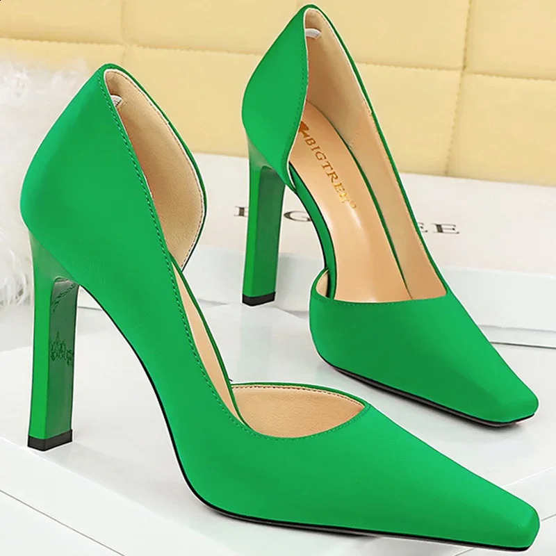 Women 11cm High Heels Fashion Pumps Lady Green Purple Block Extreme Heels Fetish Nightclub Evening Party Plus Size 34-43 Shoes 240702
