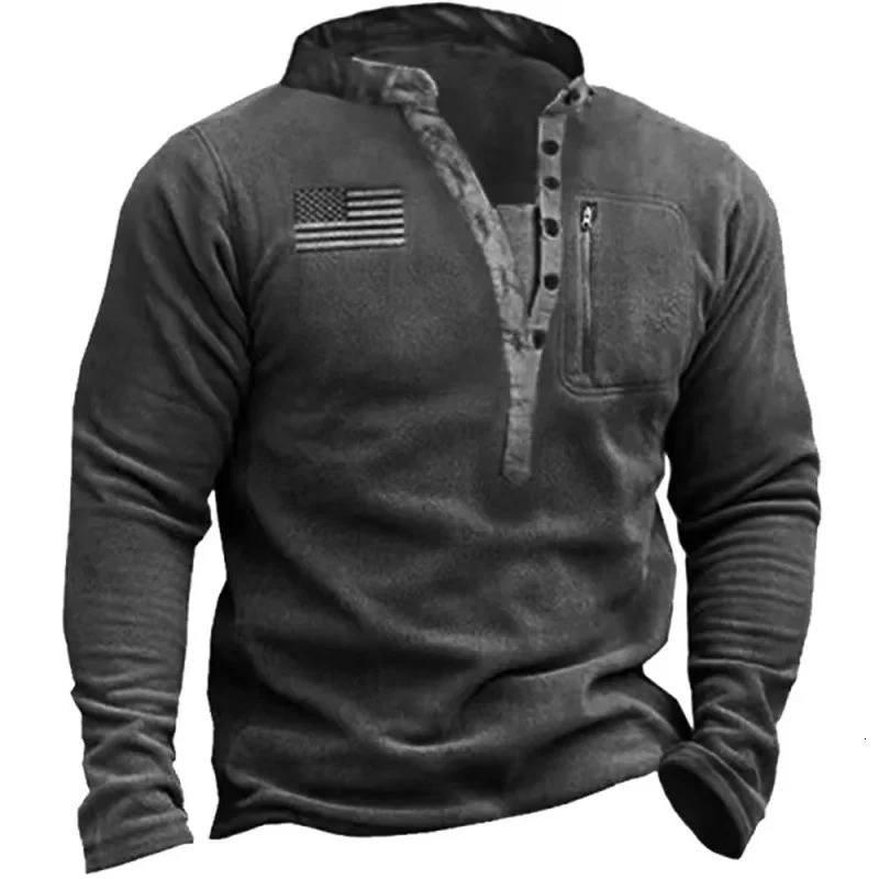 Mens Tactical Outdoor Polar Wool Jacket Hunting Suit Warm Zipper Decorative Pullover Windproof Coat Hiking Sweater 240620