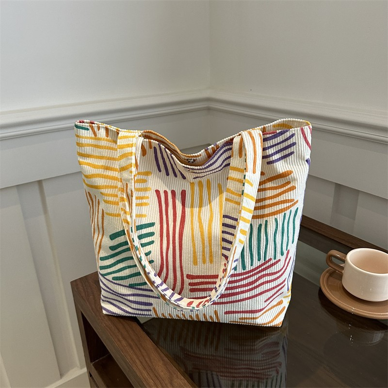 Handbag for Women Shopper Multicolored Stripes Tote Bag Designer Large Capacity Canvas Student Shopping Bags ddmymoon