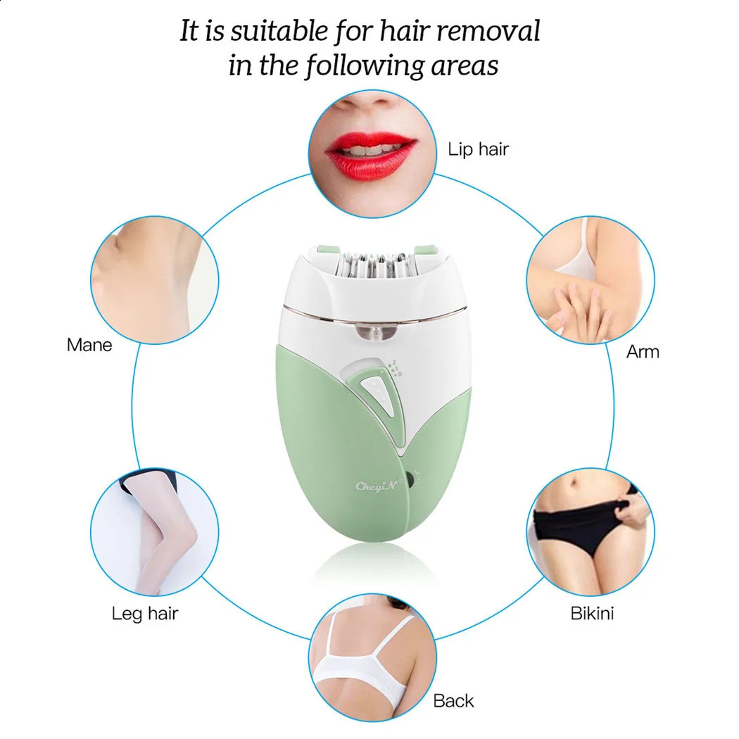 CkeyiN Woman Hair r Female Shaving Machine Painless Electric Epilator Rechargeable Bikini Leg Razor With Light 240701