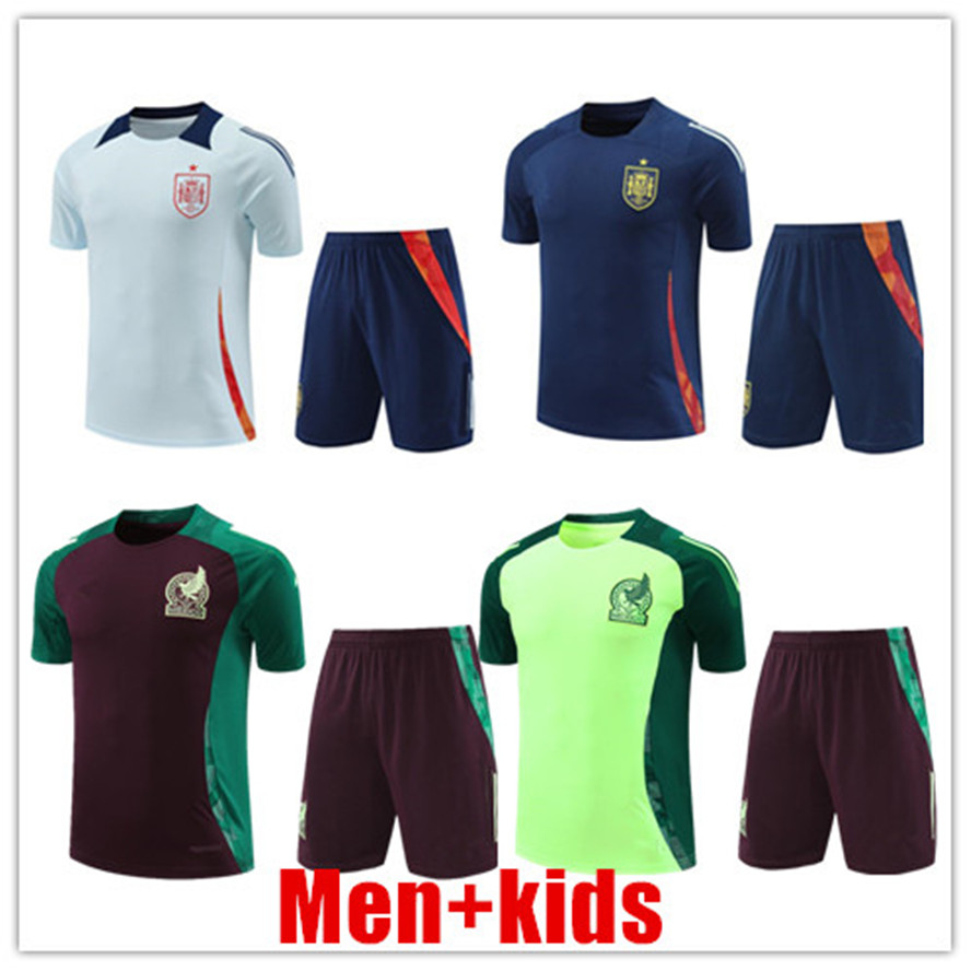 2024 New Mexico Football Sportswear Jogging Suit Children's and Men's Pants Football Set Short sleeved Spain Training Suit Football Set Survey 24 25 Tracksuits