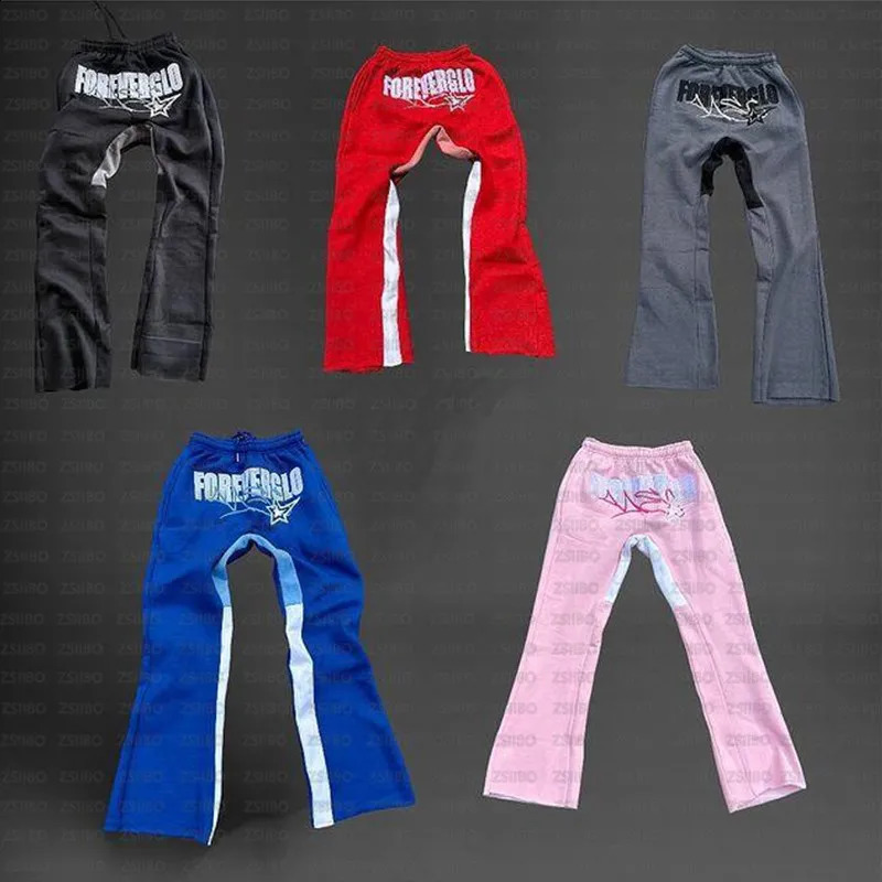 Y2K Vintage Streetwear Track Pant Women Harajuku Wide Leg Sweatpants Oversize Letter star Print Joggers Trousers Straight-legged 240701