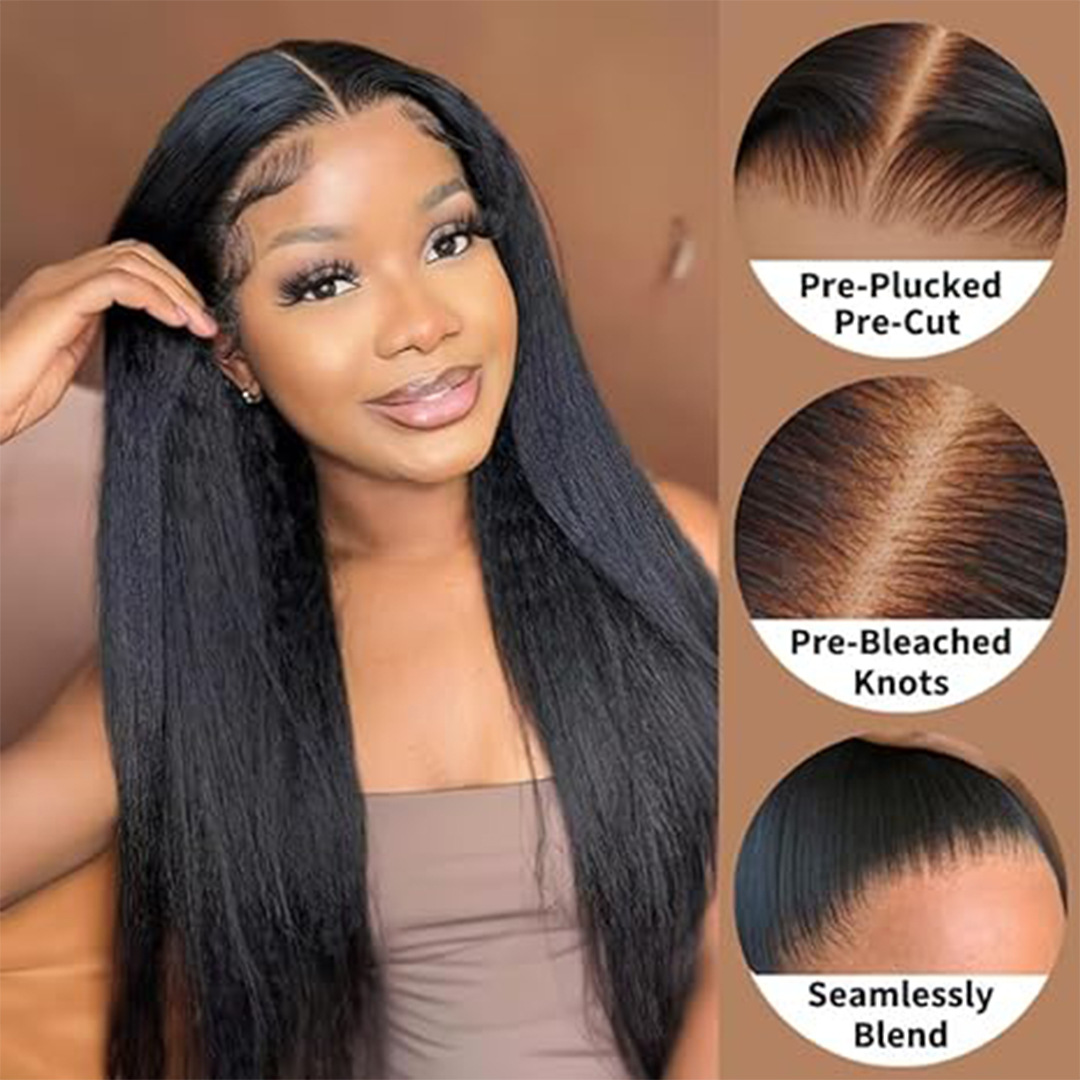 Yaki Straight 13X4 Lace Frontal Wig Human Hair Wig For Black Women Yaki HD Transparent Glueless Lace Front wigs Pre Plucked