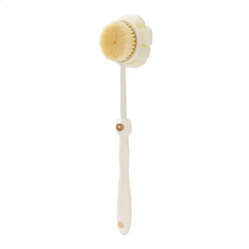 Sided Shower Body Brush Silicone Long Handle Bathroom Wash Brush Bathing Massage Back Body Exfoliating Brush Bath Supplies 240701