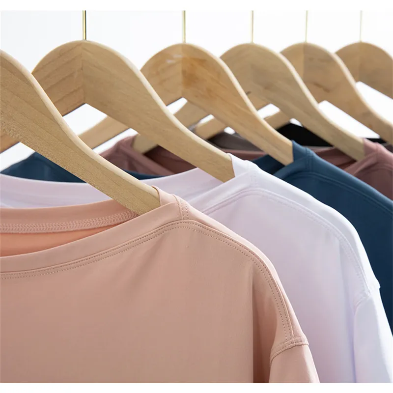 Womens Yoga Outfits Summer Shirts Girls Running Sport Short Sleeve T-shirts Ladies Casual Adult Sportswear Loose Exercise Fitness Wear Cotta