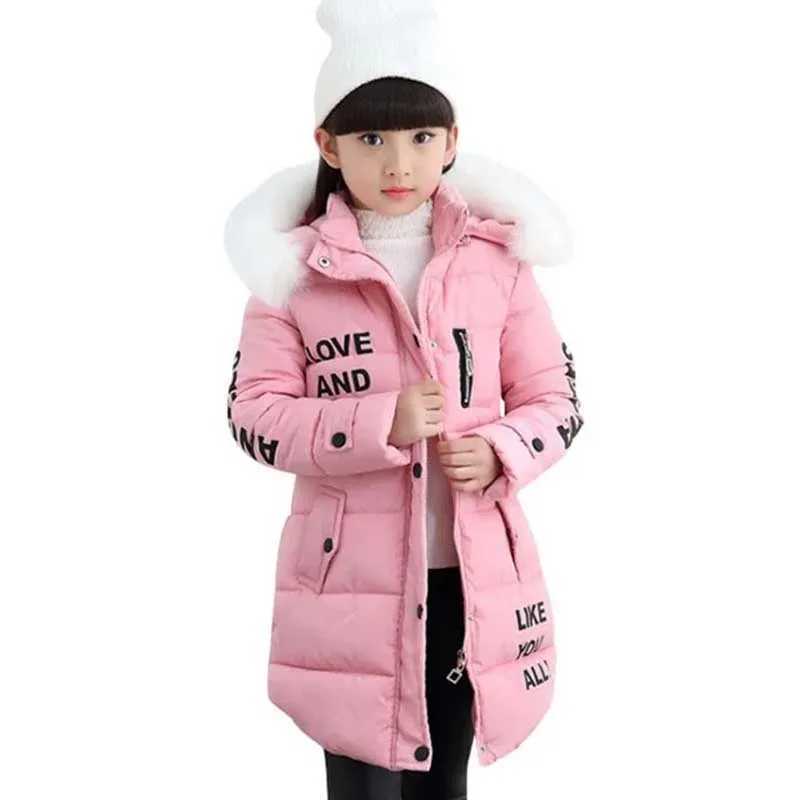 Down Coat Children Winter Teenager Thickened Hooded Cotton-padded Parka Kids Warm Long Jackets Toddler Outerwear Q240701