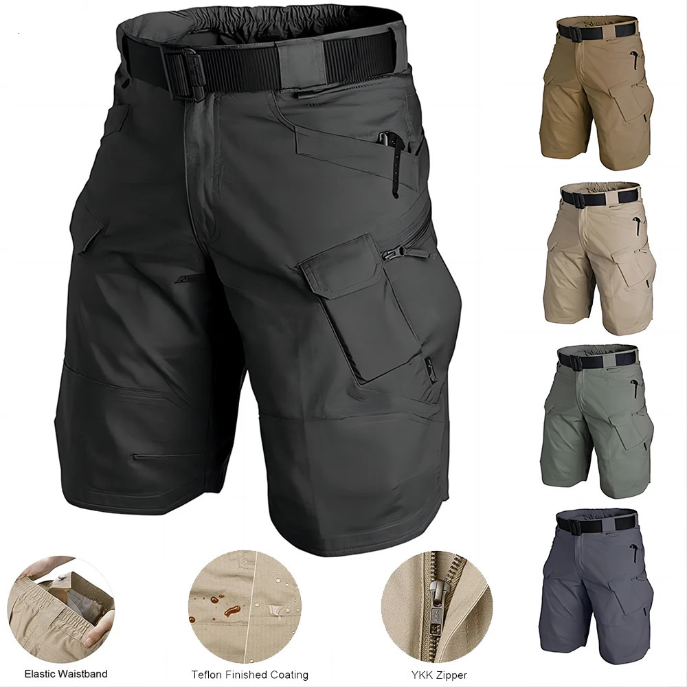 Summer Men Cargo Shorts Tactical Short Pants Waterproof Quick Dry Multipocket Mens Outdoor Clothes Hunting Fishing 240620