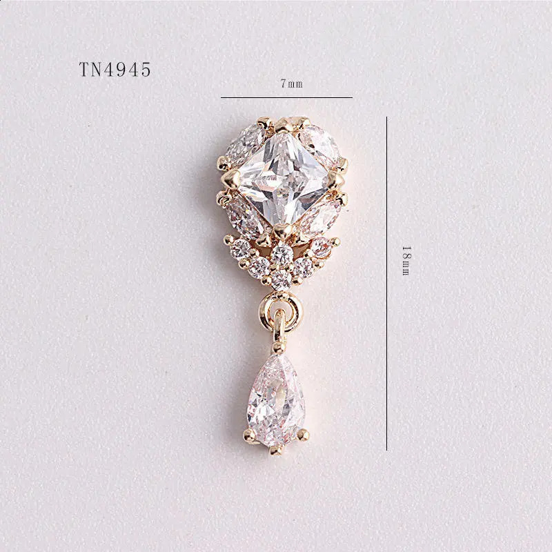10pcslot TN4945 Crystal Zircon Flower Drop Pendant Nail Art Rhinestones Nails Accessories Nail Art Decorations 3D Nail Charms 240701