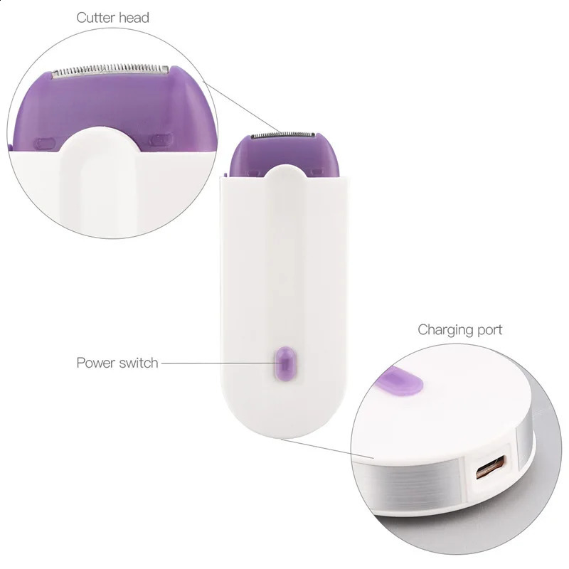 Painless Kit Epilator USB Rechargeable Women Body Face Leg Bikini Hand Shaver Hair r 240701