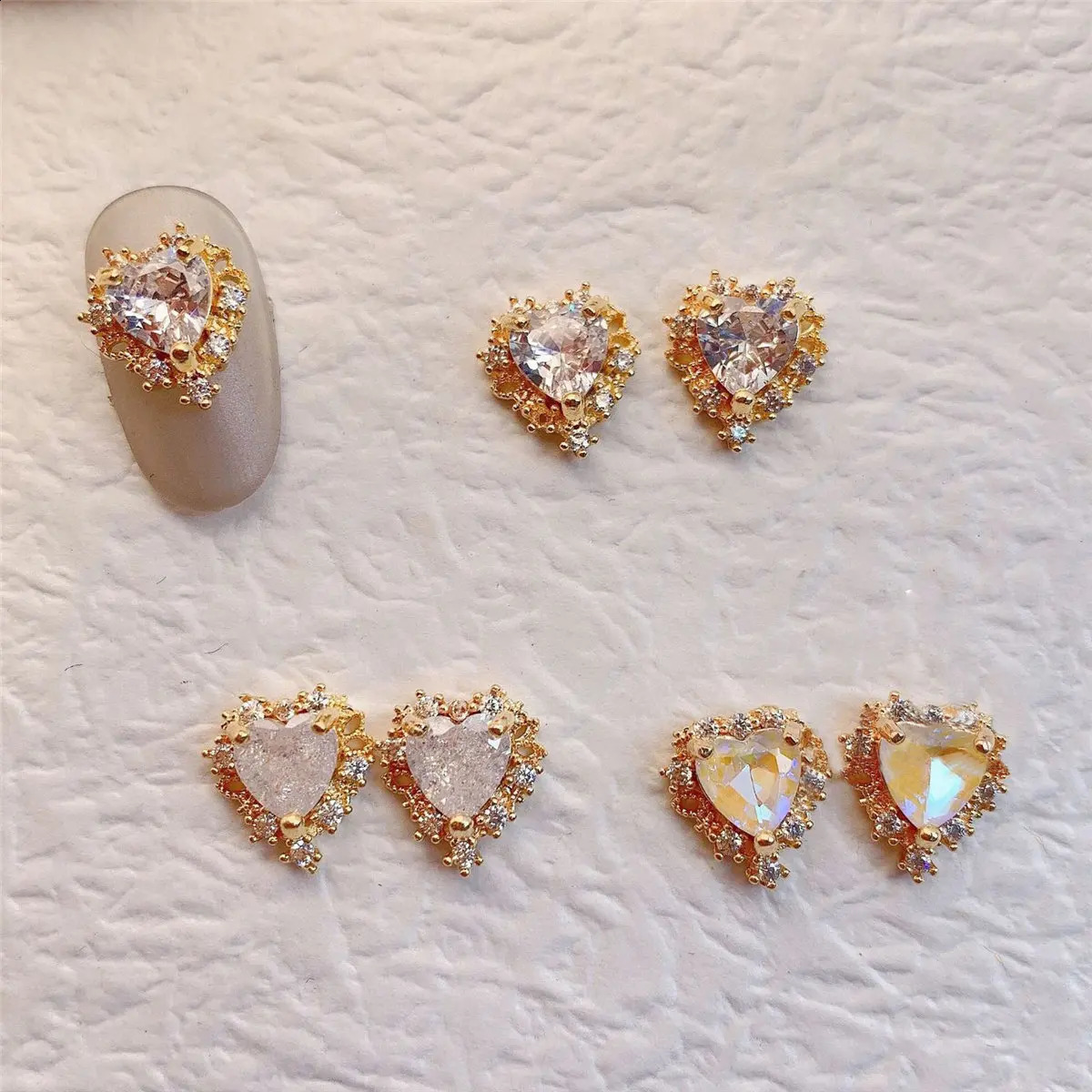 10pcs MG252 Valentines Day Love Heart Zircon Nail Art Crystals Jewelry Rhinestone Nails Accessories Supplies Decorations Charms 240701