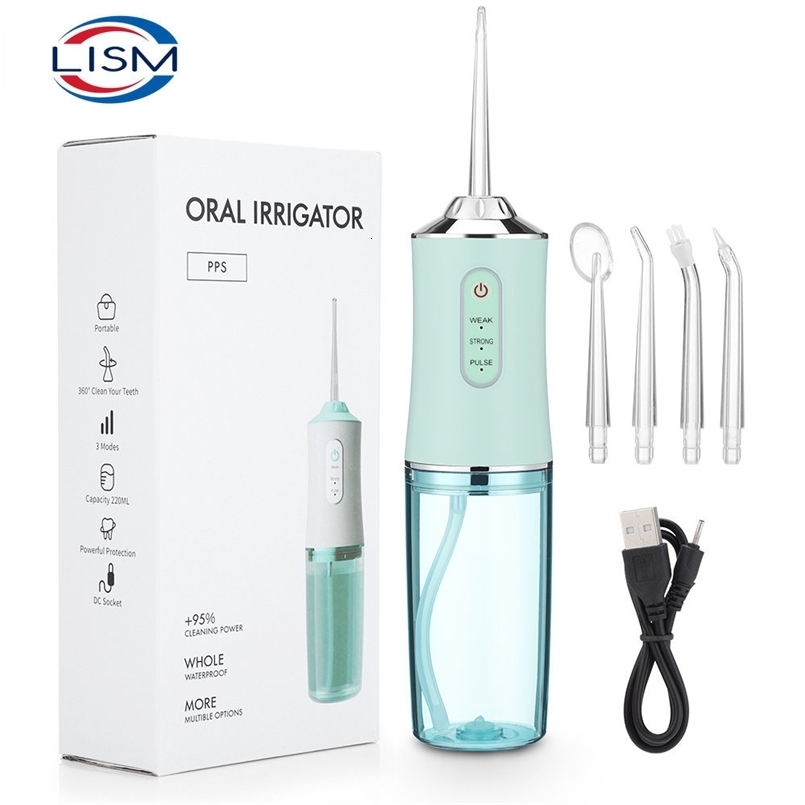 Oral Irrigator Portable Dental Water Flosser USB Rechargeable Water Jet Floss Tooth Pick 4 Jet Tip 220ml 3 Modes 1400rpm 240701