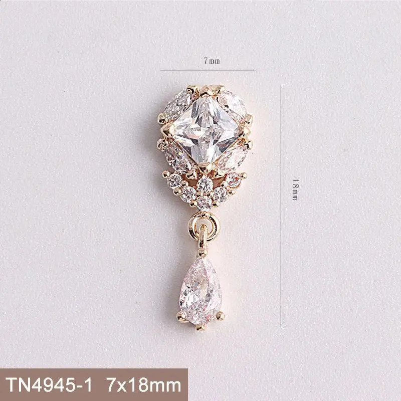 10pcslot TN4945 Crystal Zircon Flower Drop Pendant Nail Art Rhinestones Nails Accessories Nail Art Decorations 3D Nail Charms 240701