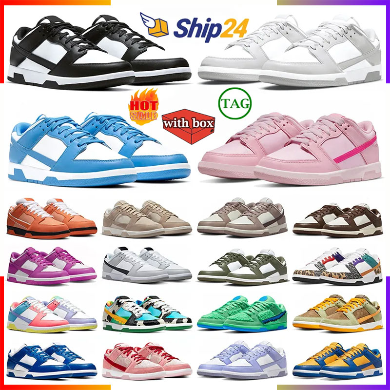 With Box Men women designer basketball shoes outdoor sneakers Olive Panda UNC Wolf Grey Triple Black White Phantom mens womens sports trainers