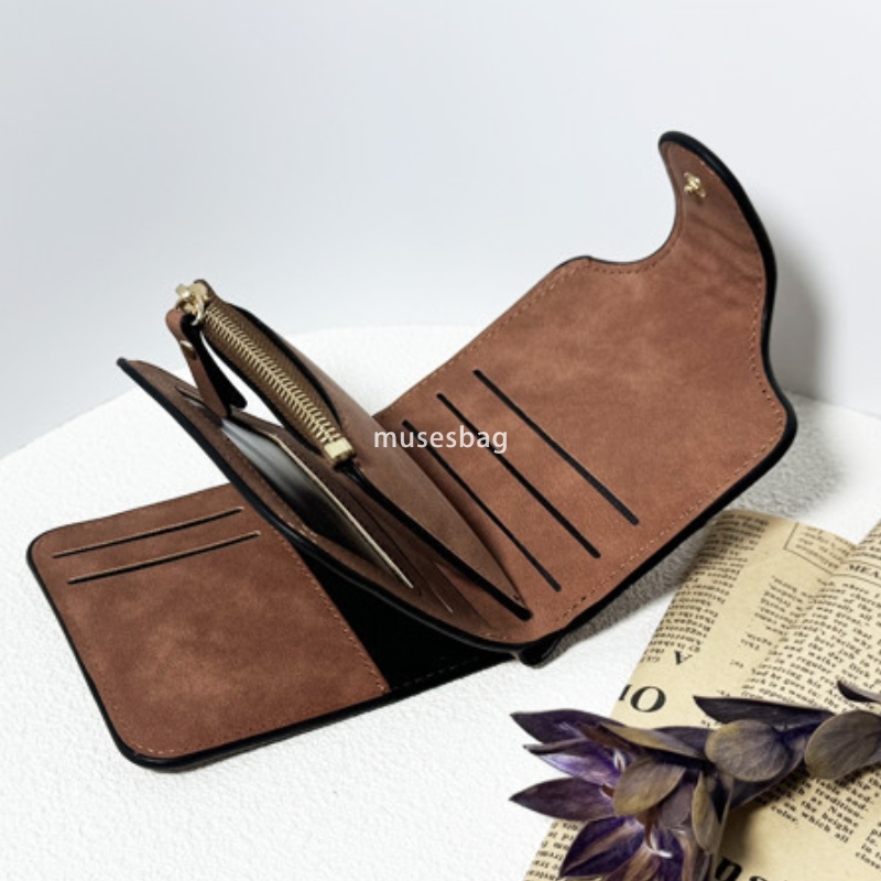 Western style women's high-end new buckle Korean multifunctional wallet with a 30% discount fashionable bag with multiple card slots and frosted 