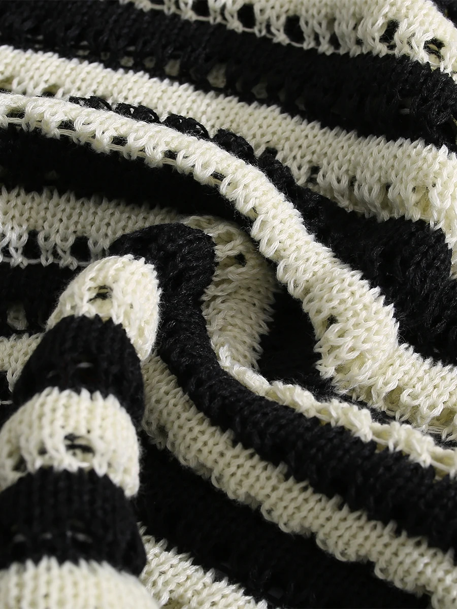 Mens O-neck Sleeveeless Striped Knitted Vests Tops Trendy High Street Summer Simple Loose Casual All-match Sweater Waistcoat 240701