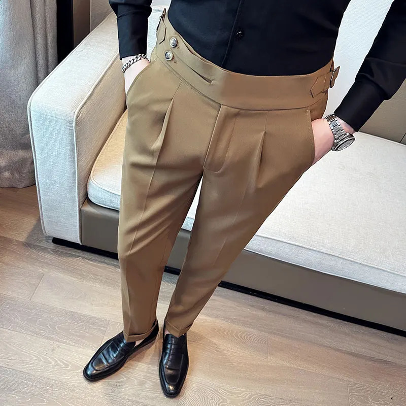 SpringSummer British Style Naples Suit Pants Men Slim Fit Casual Formal Dress Pants High Quality Business Social Suit Pant 240701