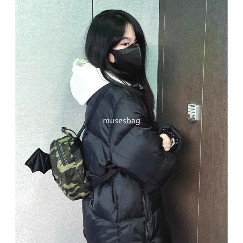 Korean style women's fashionable camouflage wing bag adult design spicy girl trend versatile campus student cute girl Angel canvas small backpack