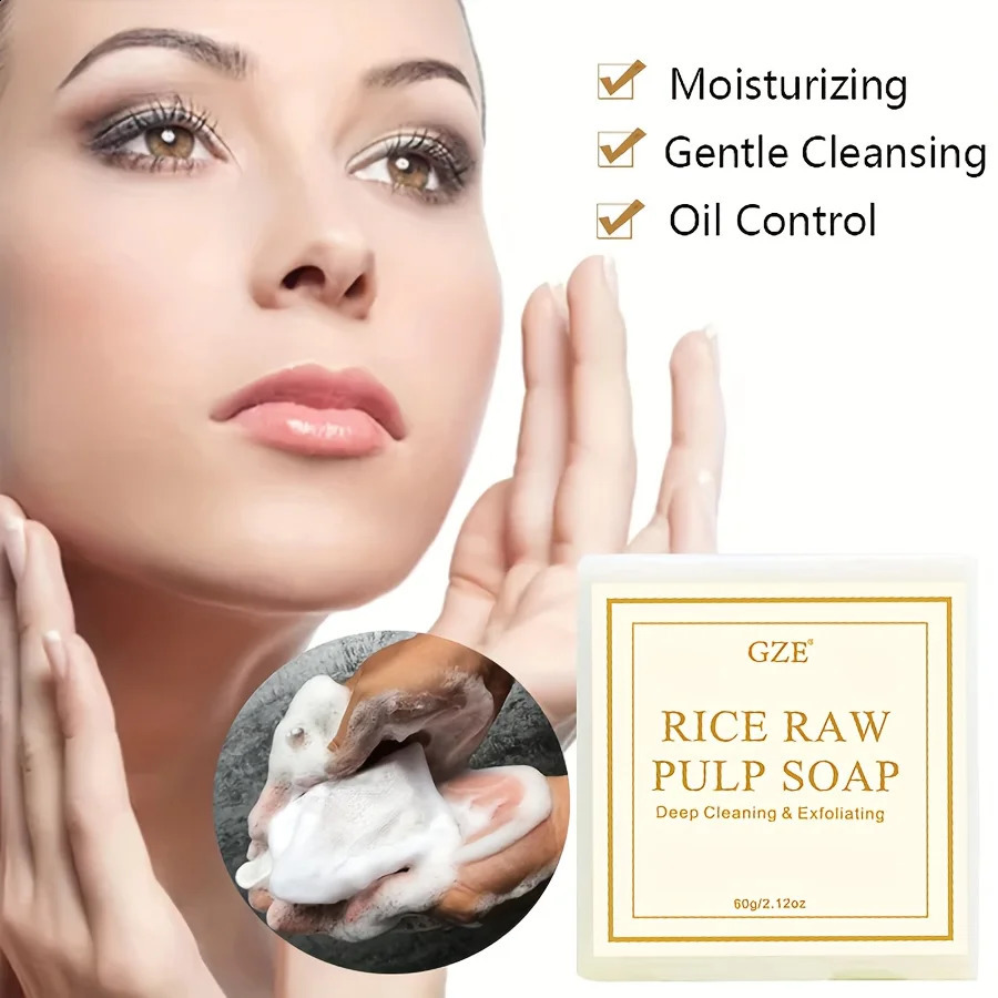 1pc Thailand Original Milk Rice Soap Essential Oil Soap Bath Handmade Soap Oil-Control Face Cleanser Body Wash 60g/2.12oz 240701