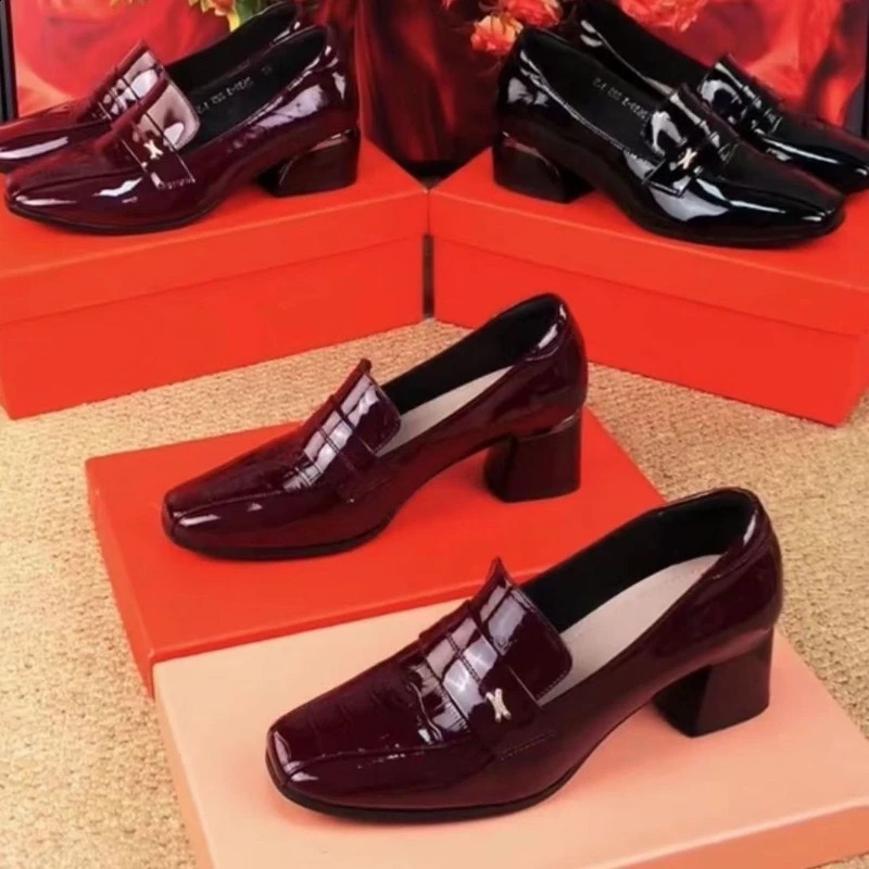 Womens Square Head High Heels Spring Autumn British Style Fashion Solid Colour Work Shoes Party Office Pumps Tacones De Mujer 240702