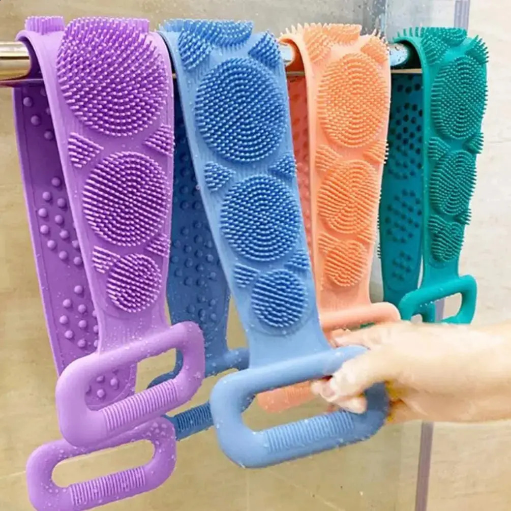 Body Sponge Silicone Brushes Bath Towels Scrubber Rubbing Back Peeling Massage Shower Belt Extended Skin Clean Brushes 240701