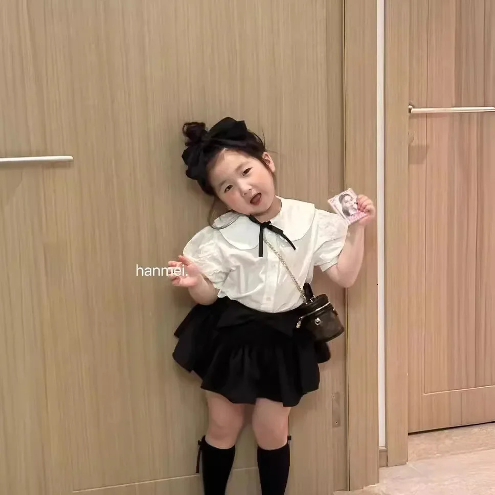 Skirt for Girls Summer Casual Fashion Short High Waist Dance Baby Pleated Skirt College Style Bow A-line School Teen Kids Skirt 240701