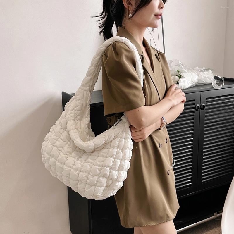 Totes Lattice Pattern Messenger Bag Large Capacity Cotton Padded Casual Fashion Simple Nylon Quilted Elegant For Weekend Vacation zhanyishengli