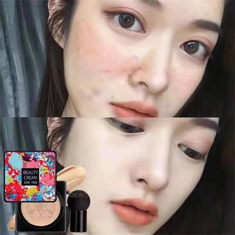 BB Cream Mushroom Head Air Cushion With Powder Puff Concealer CC Cream Moisturizing Brightening Foundation Base Makeup Cosmetics 240701