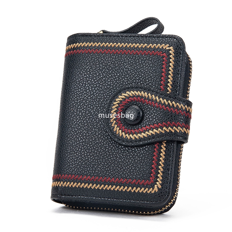 European and American women's temperament fashionable wallet short zero wallet new trendy and lightweight multifunctional organ card bag embroide