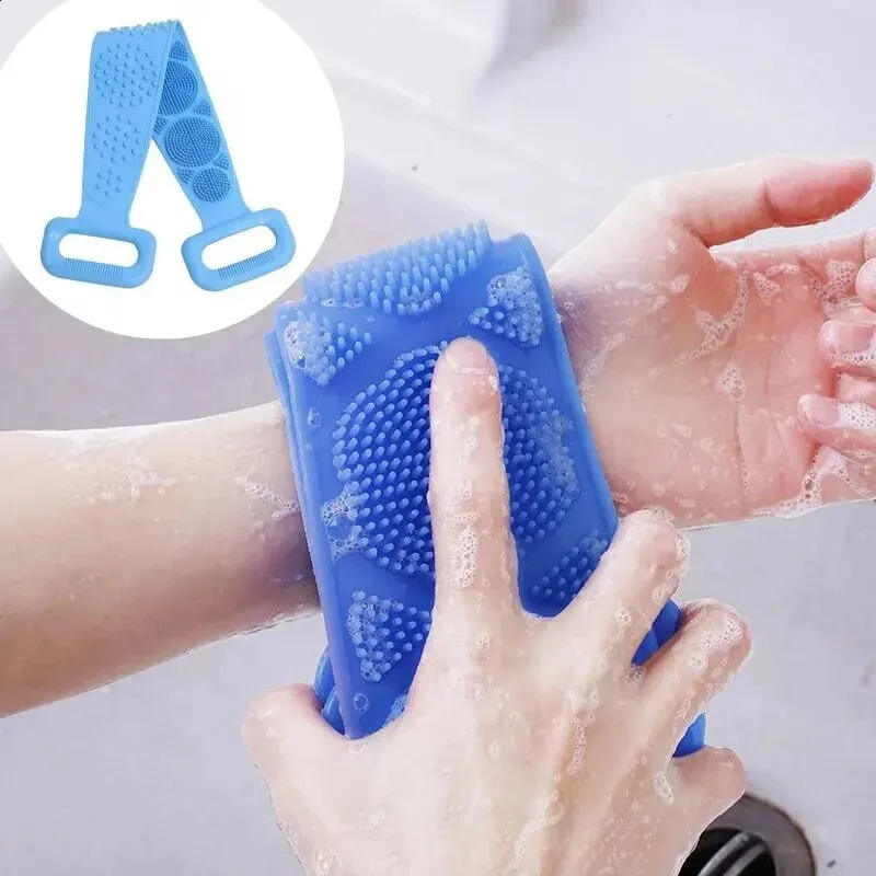 Body Sponge Silicone Brushes Bath Towels Scrubber Rubbing Back Peeling Massage Shower Belt Extended Skin Clean Brushes 240701