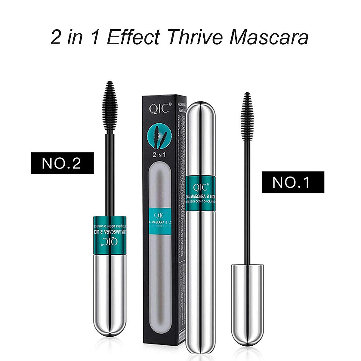 Double In-one Mascara Silk Fiber Mascara Waterproof Mascara for Eyelash Extension Black Thick Lengthening Eye Lashes Cosmetics 240701