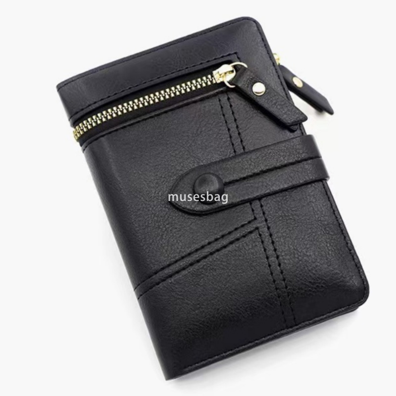 Korean Women's Fashion Cross border New Leisure Multi functional Short Wallet Japanese Small Fragrant Style PU Leather Zipper Money Flow Zero Wal