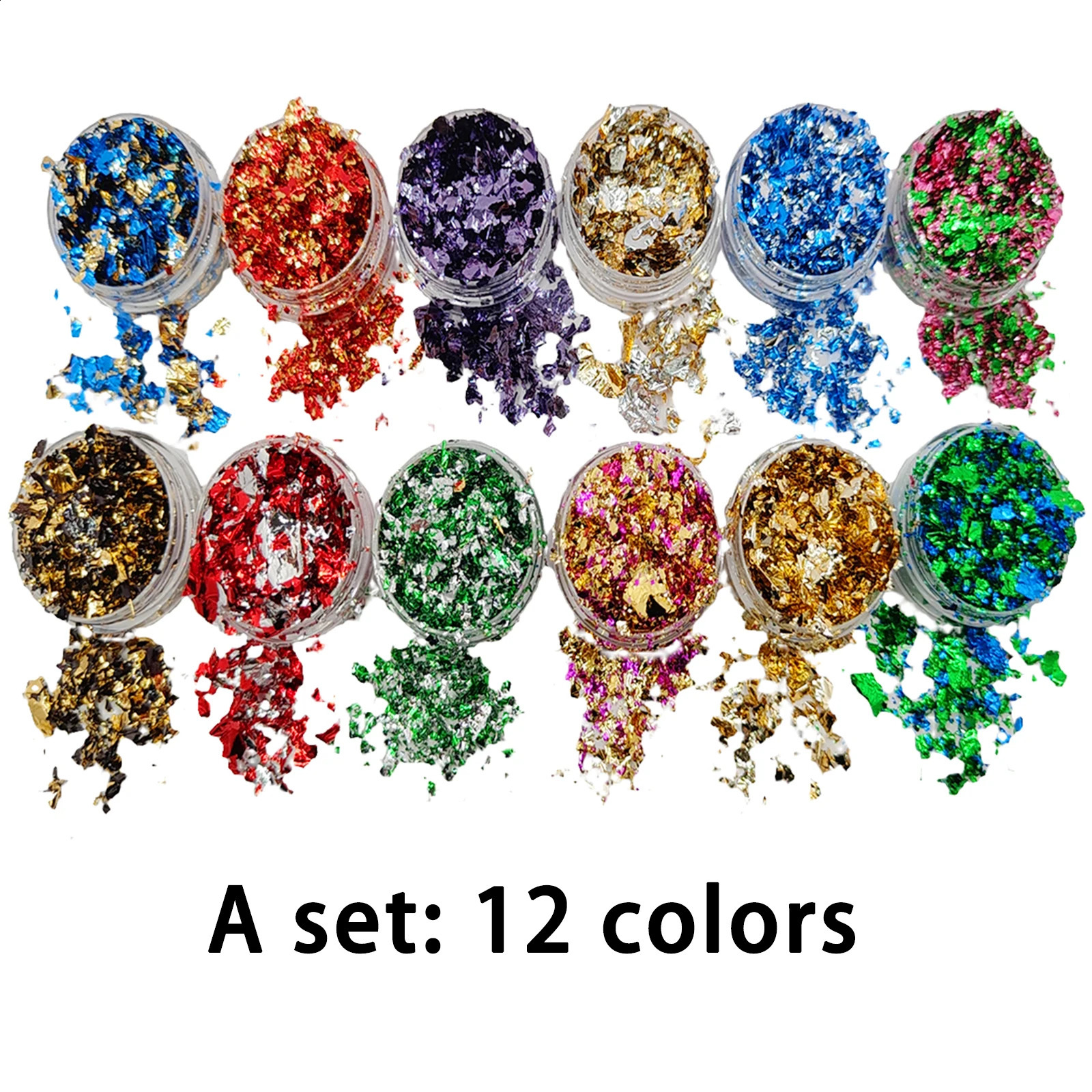 12 Colors Set Mixed-Color Gold Foil Fake For Gilding Christmas Gift Decoration Nail Art Epoxy Resin Crafts DIY Phone Case Slime o240701