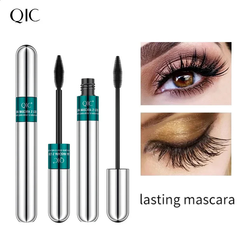 QIC Double Effect 4D Mascara 2 Brush Heads Waterproof Long Curl Natural Thick Eyelash 2in1 Eye Black Mascara 240701