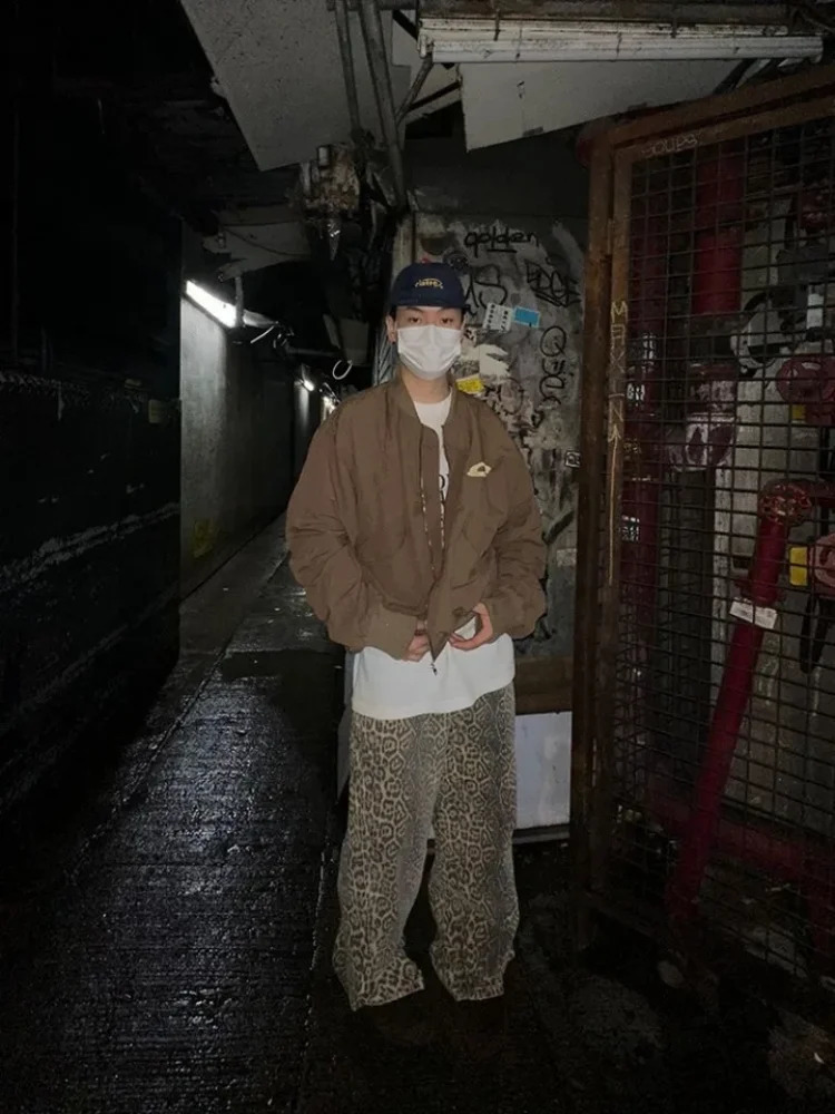 Y2k Leopard Jeans Pants Men Oversized Panther Print Jean Wide Leg Pant Fashion Trendy Retro Loose Man Hipop Baggy Jean Trousers 240701