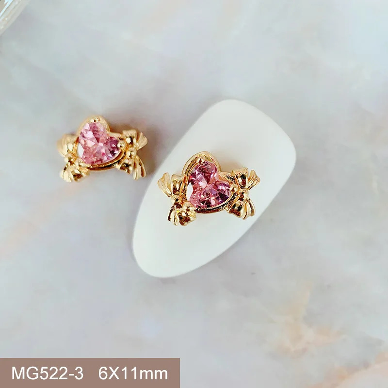 10pcs Kawaii Love Heart Rabbit Flower Wreath Nail Art Parts Zircon Crystal Manicure Nails Accesorios Supplies Decorations Charms 240701