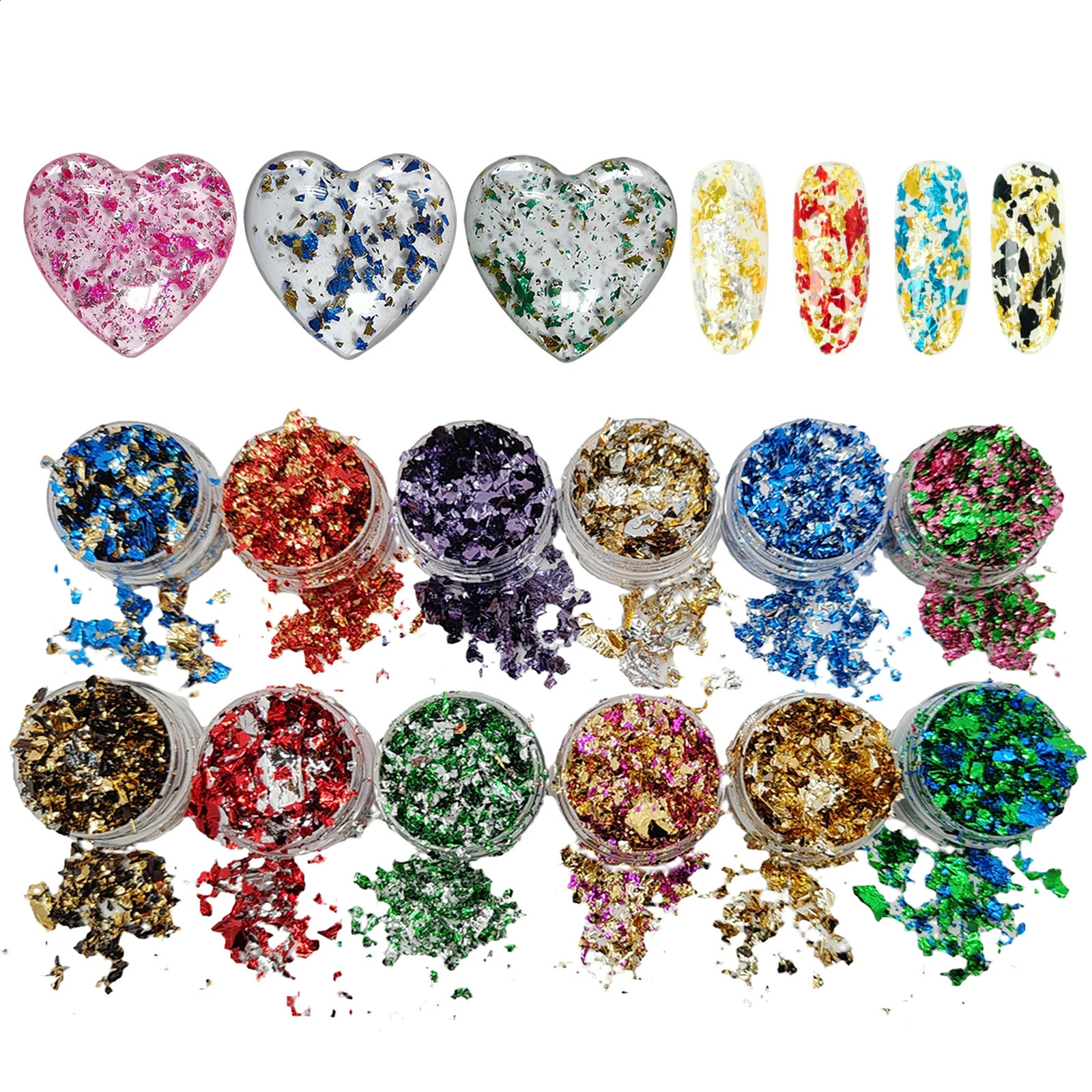 12 Colors Set Mixed-Color Gold Foil Fake For Gilding Christmas Gift Decoration Nail Art Epoxy Resin Crafts DIY Phone Case Slime o240701