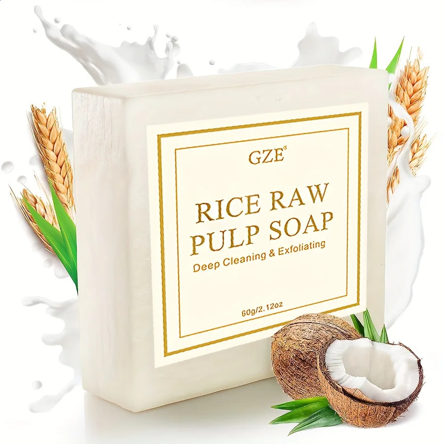 1pc Thailand Original Milk Rice Soap Essential Oil Soap Bath Handmade Soap Oil-Control Face Cleanser Body Wash 60g/2.12oz 240701